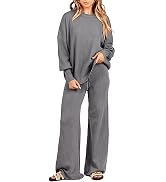 ANRABESS Women's Hooded Knit Sweater & Straight Leg Pants Fall Travel Outfit