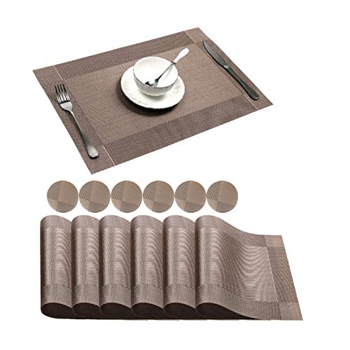 Yuning Manteles Individuales,6piezas Manteles individuales y posavasos,Manteles Individuales Lavables Salvamantele Individuales PVC Antideslizantes Resistente al Calor,para la Mesade Comedor de Cocina
