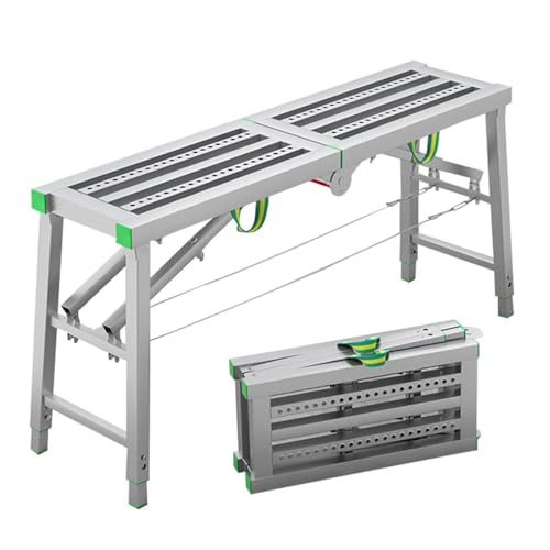Piattaforma di lavoro pieghevole regolabile, scala portatile con capacità di carico di 400 kg, per casa e officina, design compatto 200 x 37 cm