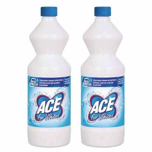 Image of ACE Whites Bleach 1L Twin Pack – Laundry Stain Remover for White Clothes, Brightening & Whitening Formula, Deep Clean Bleach Solution – 2 x 1L Bottles