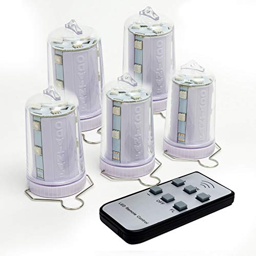 Fantado Paperlanternstore.com 5-Pack Kit W/Remote Control Cool White 12-Led Omni360 Portable Battery Powered Lantern Light #TOP2