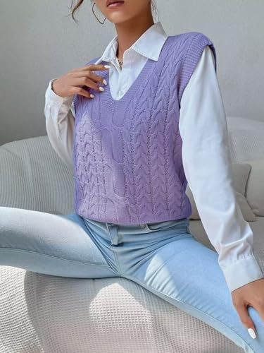 Image of Womens Sweater Vest Sleeveless Cotton Casual V Neck Pullover