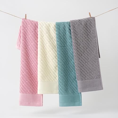 sense gnosis Pink Hand Towels Diagonal Bar Pattern 13" X 29", 2PC by sense gnosis - Used condition - Image 5