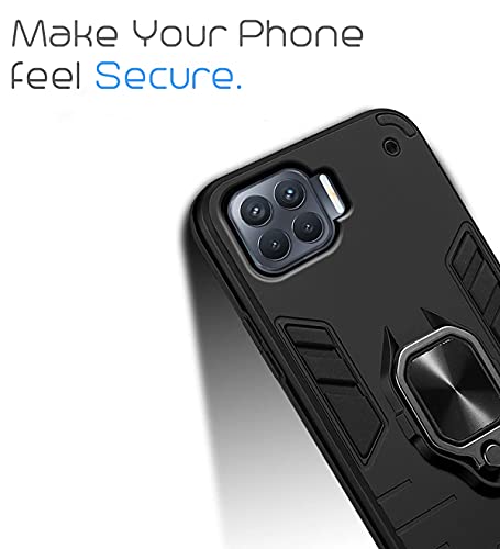 Image of Pikkme D5 Tough Armor Bumper Back Cover Case for Oppo F17 Pro |Ring Holder & Kickstand in-Built (Black)