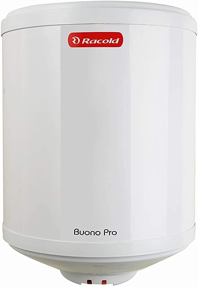 Racold BUONO PRO Storage Water Heater 15L - Free Standard Installation & Pipes, 5 Star Rated, ABS Body Vertical Geyser for Bathroom,3 Safety Levels, Rust Proof Body with Titanium Coating, White