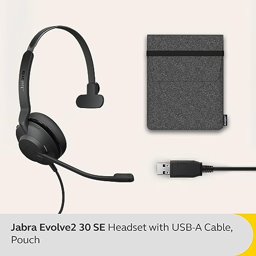 Jabra Evolve2 30 SE Micro-casque filaire mono à réduction de bruit avec technologie d’appel à 2 microphones et câble USB-A - Certifié MS Teams, compatible avec toutes les autres plateformes - Noir