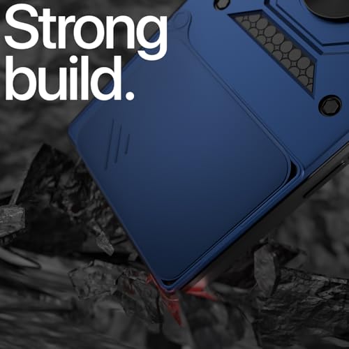 Image of Outlouders Back Cover for Vivo V70 5G | D10 Tough Armor 360 Protection Case with Sliding Camera Shield & Ring Holder Stand Bumper Case (Blue)