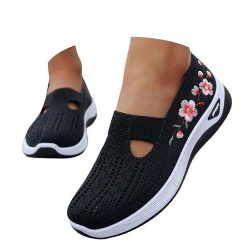 Générique Chaussure Orthopédique Femme - Broderie Larges Confort Basket Chaussures de Marche À Plateforme Légères et Confortables Amortissement Accru et Soulagement