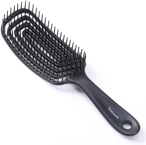 Midazzle Premium Black 3D Hair Brush for Styling, Detangling and Grooming for Men and Women |Straightens & Detangles Curly Hairs | Reduces Hair Breakage and Promotes Hair Growth | Best Hair Brush for All Hair Types (MIHB0015)