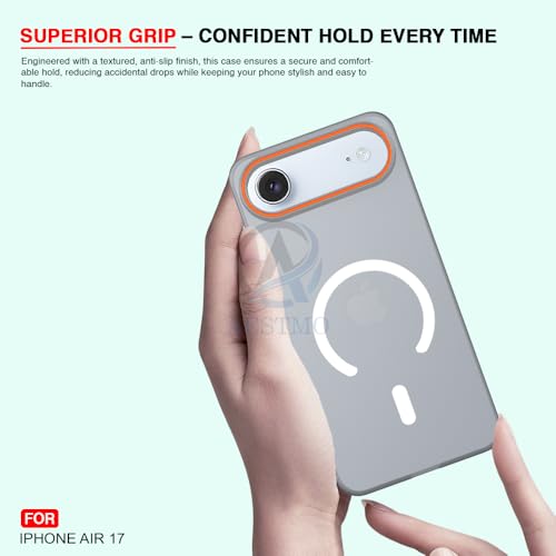 Image of AESTMO iPhone 17 Air Back Cover | Slim Hard Shell | Matte Frosted Hard Back Translucent Back Cover for iPhone 17 Air (Compatible with MagSafe Accessories, (Grey)