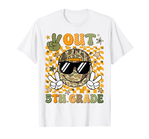Peace Out 5th Grade Fifth Camo Last Day Graduation Men Boy T-Shirt
