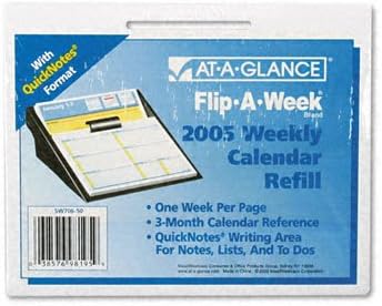 at-A-Glance® Flip-A-Week with QuickNotes Weekly Desk Calendar Refill, 5-5/8w x 7h