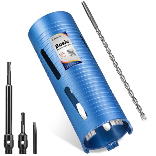 Image of DaduoRi 90mm x 240mm Long Core Drill Bit Set with 240mm,110mm SDS Plus Adaptor & Centre Pilot Bit,Diamond Core Drill Set for Brick Block Masonry Stone,1/2 BSP Thread