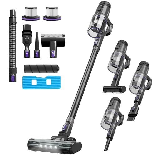 Noaton Aspiradora AVC600 Deluxe sin Cable, 46000 Pa/600 W, 220 AW, Mod Automático, hasta 85 Minutos, Aspirador Fregasuelos, Filtro HEPA, LED Display, para Suelos, Alfombras, Pelos de Animales
