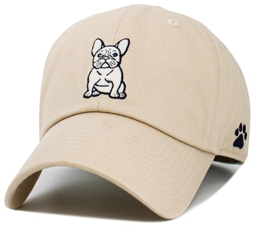 Image of KBETHOS Dog Cat Mom Dad Theme Womens Baseball Cap Distressed Vintage Unconstructed Embroidered Patch Hat