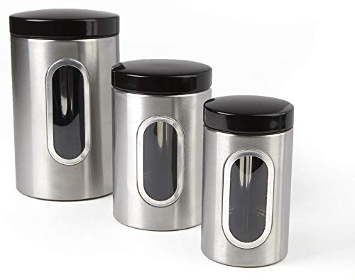 Mind Reader 3 Piece Canister Set 1 15 2 Quart Silver with Black