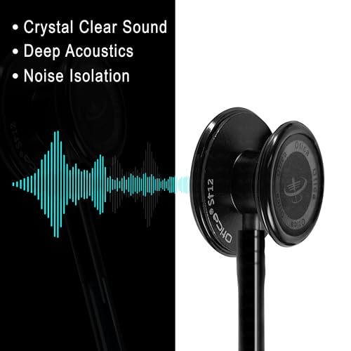 Image of OTICA Medical Student All Black Stethoscope | Dual Side Diagram Aluminium Chestpeice & Powder Coated Frame| Clear Sound | For Doctors, Medical Students, Nurses, Students, Home Health Use