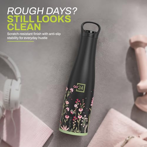 Image of Morocco Stainless Steel Thermosteel Water Bottle Black Petal 600ml