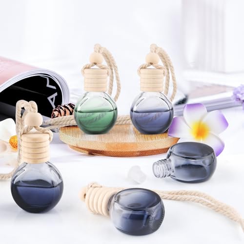 Image of 40 Pack Black Hanging Car Air Freshener Diffuser Bottles Empty Glass Perfume Bottles Pendant Diffuser Bottle for Essential Oils Fragrance Aromatherapy Auto Ornaments