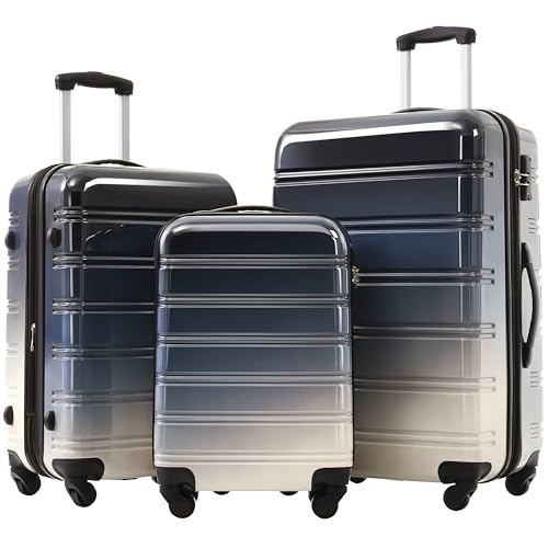 Hardshell Luggage Sets 3 Piece Gradient Color Expandable Suitcase with Spinner Wheels and TSA Lock Lightweight 20