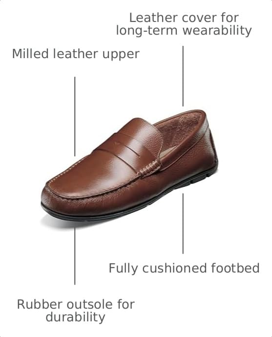 Florsheim Men's Lago Penny Driver, Cognac Milled, 8.5 Medium by Florsheim - Used condition - US$63.13