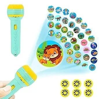 PRIMEFAIR 6 Slides 48 Patterns Flashlight and Projector, Cute and Cuddly Images of Animals onto Walls and Ceilings, Batteries Included, for Ages 3 and up