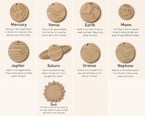 Image of Toyjet DIY MDF Solar System Board Kit | 8 Planets, Sun, Moon, Galaxy, Educational Products, Science Craft Project
