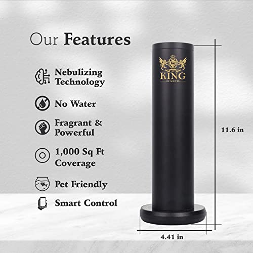 King Of Scents Aromini Bt Bluetooth Essential Oil Diffuser For Aromatherapy Oils, Fragrance Diffuser, Cold-Air Diffusion Scent Machine For Spa,Home,Office-Aluminium Included 100Ml Aroma Oil (Black) #TOP3
