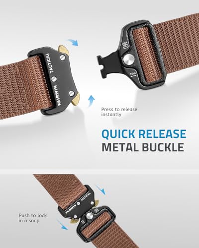 Image of FAIRWIN Tactical Belt, Military Style Webbing Riggers Web Gun Belt with Heavy-Duty Quick-Release Metal Buckle