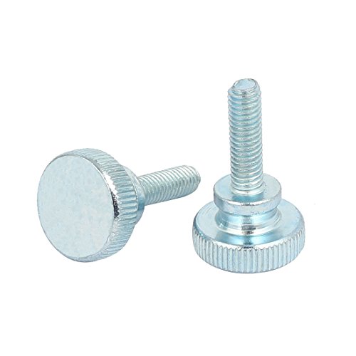 sourcingmap M6x20mm Flat Knurled Head Fully Threaded Thumb Screws Bolts Fastener 4pcs - Image 2