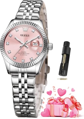 Image of OLEVS Watches for Women Luxury Elegant Stainless Steel Waterproof Luminous Diamond Women's Fashion Watch Ladies Watches for Small Wrists