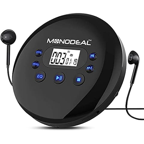 Portable CD Player, Monodeal Rechargeable Personal CD Player, Small CD Player for Car, Music Walkman CD Player for Cars Adults Kids, Anti-Skip Protection, Headphones Included Cover