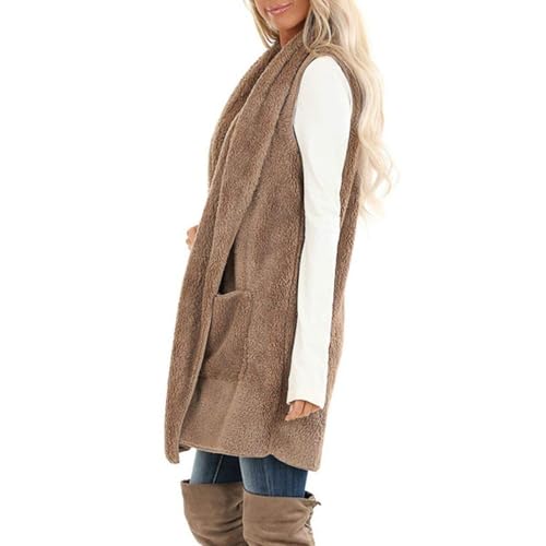 Sherpa Vest Womens Fall Fashion 2024 Open Front Fleece Cardigan Sweater Fuzzy Jacket Ladies Winter Coats with Pockets4