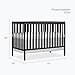 Dream On Me Synergy 5-in-1 Convertible Full-Size Baby Crib with Toddler, Day & Full Bed Conversion in Black, GreenGuard Gold & BSA, 3 Mattress Heights, Sustainable Pinewood