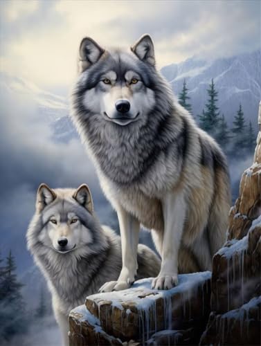 Diamond painting loup pour adultes : créez votre tableau déco salon