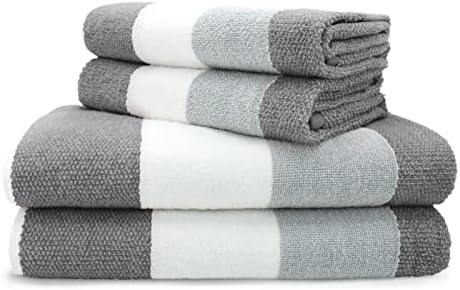4pce 100% Cotton Towel Bale Set Striped Ombre Hand Bath (Ochre)