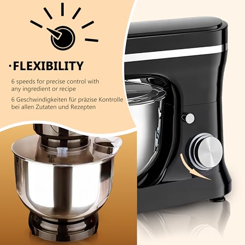 Retoo Küchenmaschine 3 in 1 1500W Large Stainless Steel Bowl 6L Meat Grinder Kneading Machine Multifunctional 6 speed settings 3 Mixing Tools Includes Splash Guard Lid Dough Hook and Whisk Versatile 7 Retoo Küchenmaschine 3 in 1 1500W Large Stainless Steel Bowl 6L Meat Grinder Kneading Machine Multifunctional 6 speed settings 3 Mixing Tools Includes Splash Guard Lid Dough Hook and Whisk Versatile