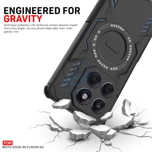 Image of AESTMO Back Case Cover for Motorola Moto Edge 60 Fusion 5G | Magnetic Case with Built-in Metal Ring | Compatible with MagSafe Accessories | Shockproof Hybrid (PC + TPU, Black)