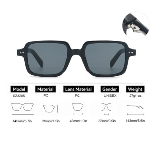 Classic Vintage Luxury Sunglasses for Women Men Trend Big Frame Punk Popular Rivet(Black Black)3