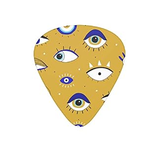 Lot de 12 médiators de guitare avec œil abstrait et symbole graffiti jaune pour guitare électrique basse acoustique Cadeau idéal pour les amateurs de guitare acoustique - Les Beatles, Paul McCartney, John Lennon, RIngo Starr, George Harrison