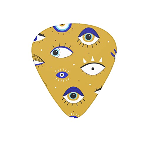 Lot de 12 médiators de guitare avec œil abstrait et symbole graffiti jaune pour guitare électrique basse acoustique Cadeau idéal pour les amateurs de guitare acoustique - Les Beatles, Paul McCartney, John Lennon, RIngo Starr, George Harrison Lot de 12 médiators de guitare avec œil abstrait et symbole graffiti jaune pour guitare électrique basse acoustique Cadeau idéal pour les amateurs de guitare acoustique