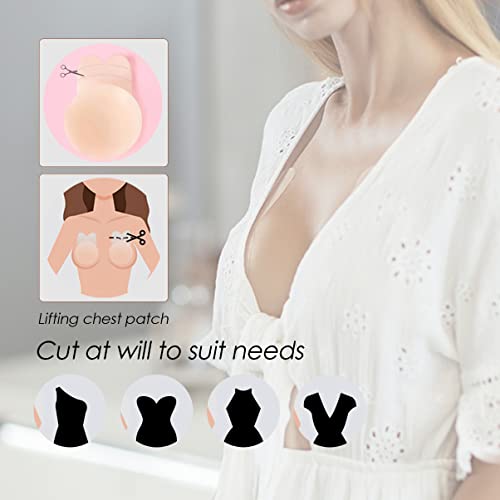 Added Lift Silicone Nipple Covers Adhesive Bra Invisible Strapless Sticky Bra Petals Breast Lift Pasties For Women (Warm Cream, Fits A-C Cups) #TOP6