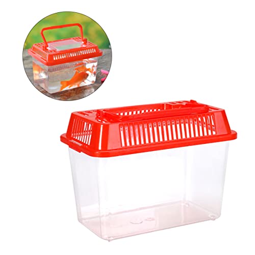 Tanque de Peixes de Plástico Com Tampa: Pequeno Tanque Do Aquário Vermelho Portátil Com Alça para a