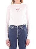 Abgesteppter Saum/Kante Calvin Klein Jeans Damen Shirt Monogram Embroidery Long Sleeve weißXS