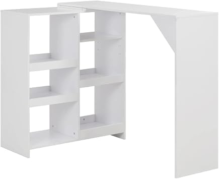 Bar Table with Moveable Shelf,Bar Table,Bistro Table,Cocktail Table,Breakfast Bar Table,Dinner Table,Kitchen Table,Mid Century Modern Coffee Table,Living Room Tables, White 54.3"x15.4"x43.3"