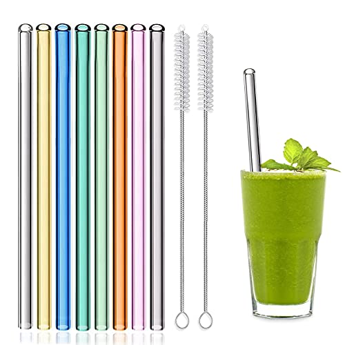 8 Pcs Reusable Glass Straws, 8'x8mm Eco-friendly...