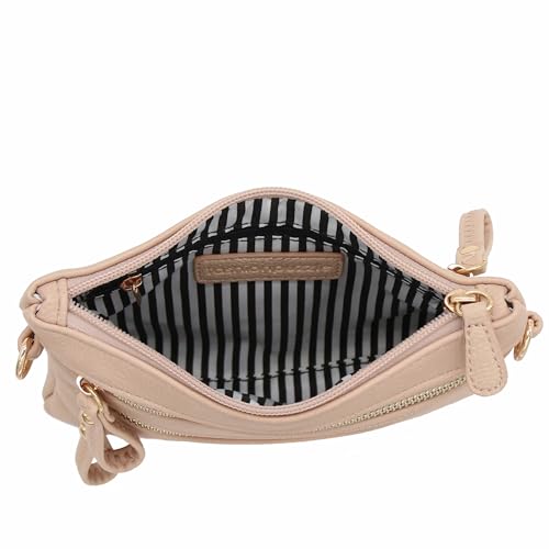 Image of FashionPuzzle Multi Zipper Pocket Small Wristlet Crossbody Bag