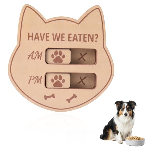 Gosknor Magnetic Pet Feeding Reminder, 4.72x4.72in Have We Eaten Sign AM PM Feed Chart Tracker with Yes No Option for Fridge Prevent Dog Cat Over or Under Feeding