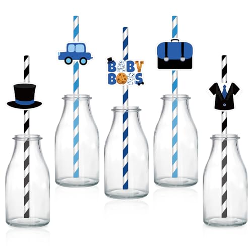 50 pitillos de papel Boss para fiesta temática niño miniatura 1