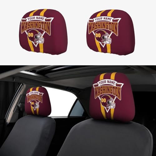 Custom Football Style Car Headrest Covers,Personalized Car Seat Headrest Cover Auto Accessories Fit for Most Vehicles 2 Pack